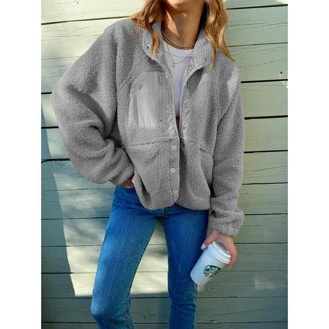 REDHOTYPE Women's Button Long Sleeve Brushed Jacket Coats with Pockets