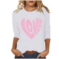 thumbnail image 3 of lcziwo Hauts à Manches 3/4 pour Femmes, Imprimé de la Saint-Valentin, Col Rond, Chandail-Over, Mode, Couple, Vacances, Cœur, Graphique, Blanc, m, 3 of 5