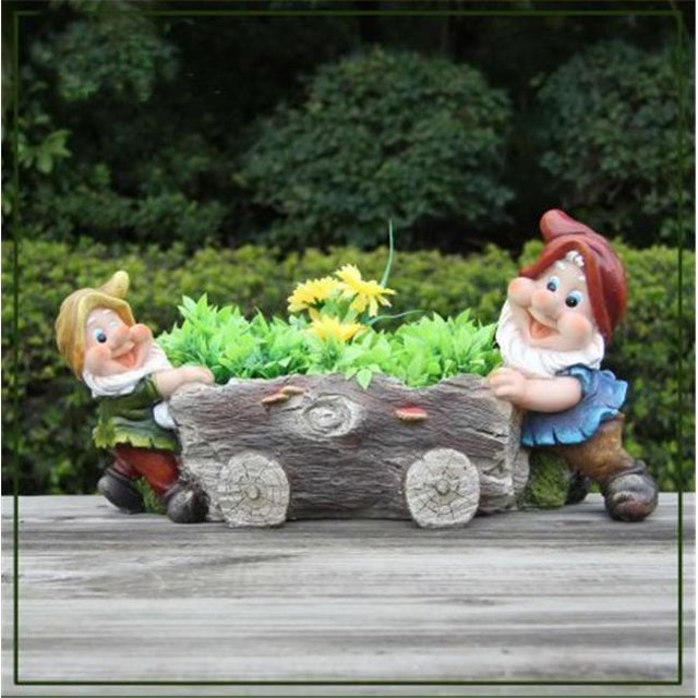 SINTECHNO Mignon Deux Gnomes PushTree Log Pot de Fleurs Planteur