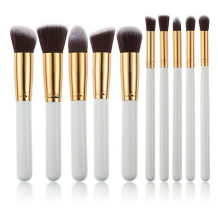 10Pcs Kabuki Style Professional Make up Brush Set Foundation Blusher Face Powder