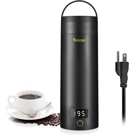 Travel Electric Tea Kettle Portable Small Mini Coffee Kettle, with 4 Variable Presets, Personal Hot Water Boiler 304 Stainless Steel with Auto Shut-Off & Boil Dry Protection, SY-618B