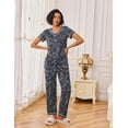 thumbnail image 2 of Ekouaer Pajamas for Women Set 2 Piece Lounge Set Soft Pajama Sets Short Sleeve and Pants Pj Sets Loose Sleepwear with Pockets, 2 of 6