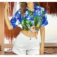 thumbnail image 5 of LA LEELA Women's Button Down Blouses Casual Summer Beach Party Blouse Shirt Short Sleeve Tropical Vacation Button up Dress Hawaiian Shirts for Women L Sea Flamingo, Blue, 5 of 5