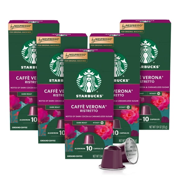 Starbucks By Nespresso Original Line, Caffè Verona, Dark Roast Nespresso Pods, 10 Count, 5 Pack