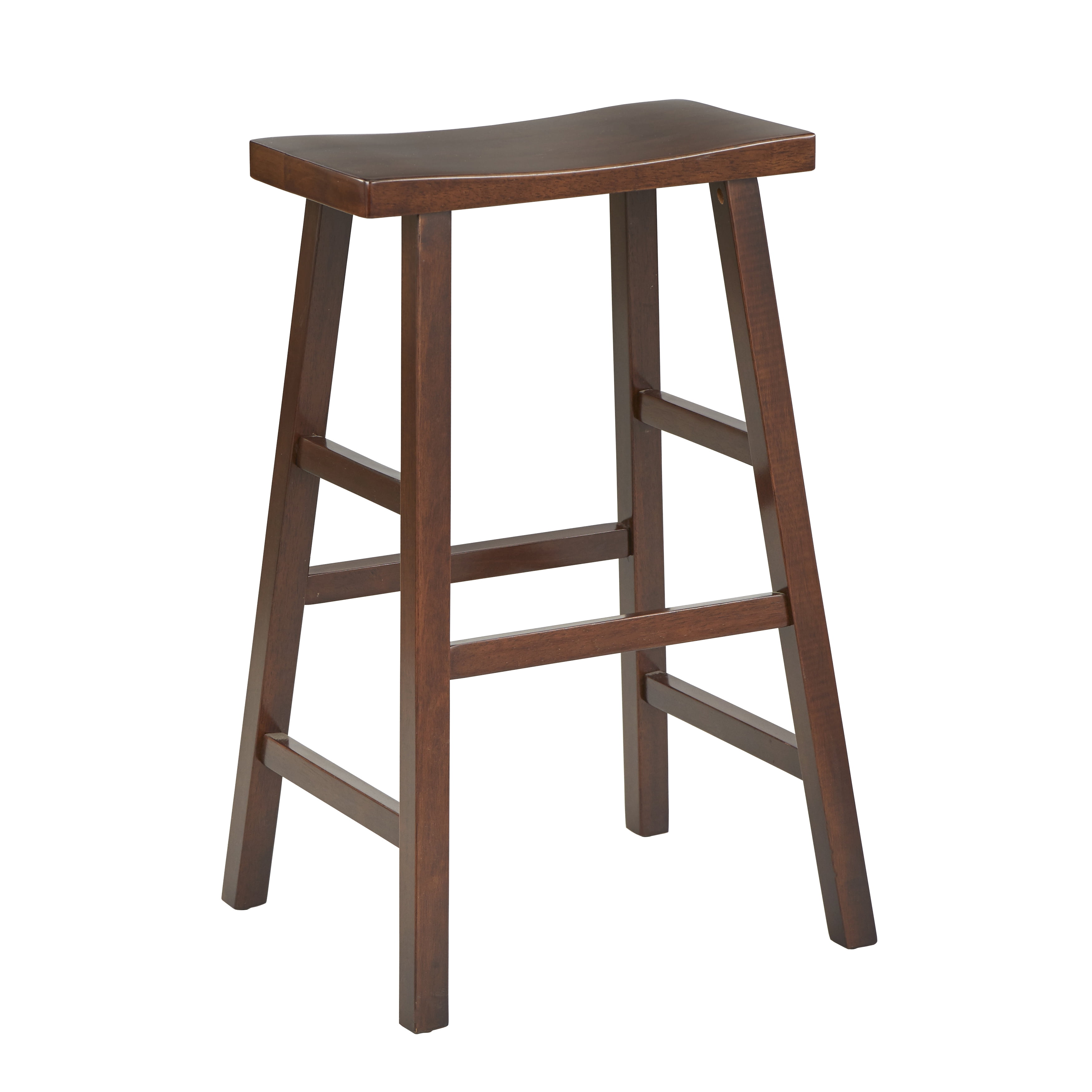 Mainstays Backless Saddle Seat Wood Bar Stool, 29" High, Brown Finish