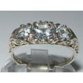 thumbnail image 6 of LBG British Made VINTAGE style Solid 10K White Gold Natural Aquamarine Trilogy Ring, 6 of 8