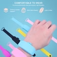 thumbnail image 4 of Pulsera dispensadora de gel antibacterial, diseño práctico en silicona, ideal para higiene portátil. Colores variados: azul claro, negro, morado, blanco y rosa. Ajustable para niños, jóvenes y, 4 of 6