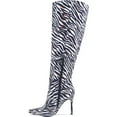 thumbnail image 2 of Women's Animal Print Knee High Boots Pointed Toe Stiletto Heel Tall Boot, 2 of 5