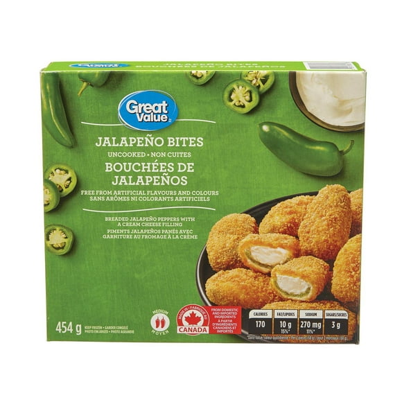 Great Value Frozen Jalapeno Bites Appetizers, 454g