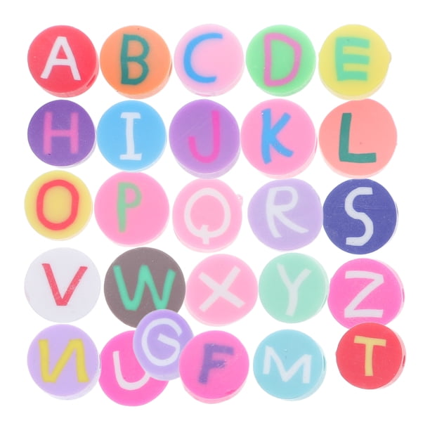 100 cuentas de arcilla polimérica con letras del alfabeto, joyería, dijes de arcilla, cuentas de letras de arcilla polimérica, kit de bricolaje, cuentas de arcilla polimérica con letras del alfabeto