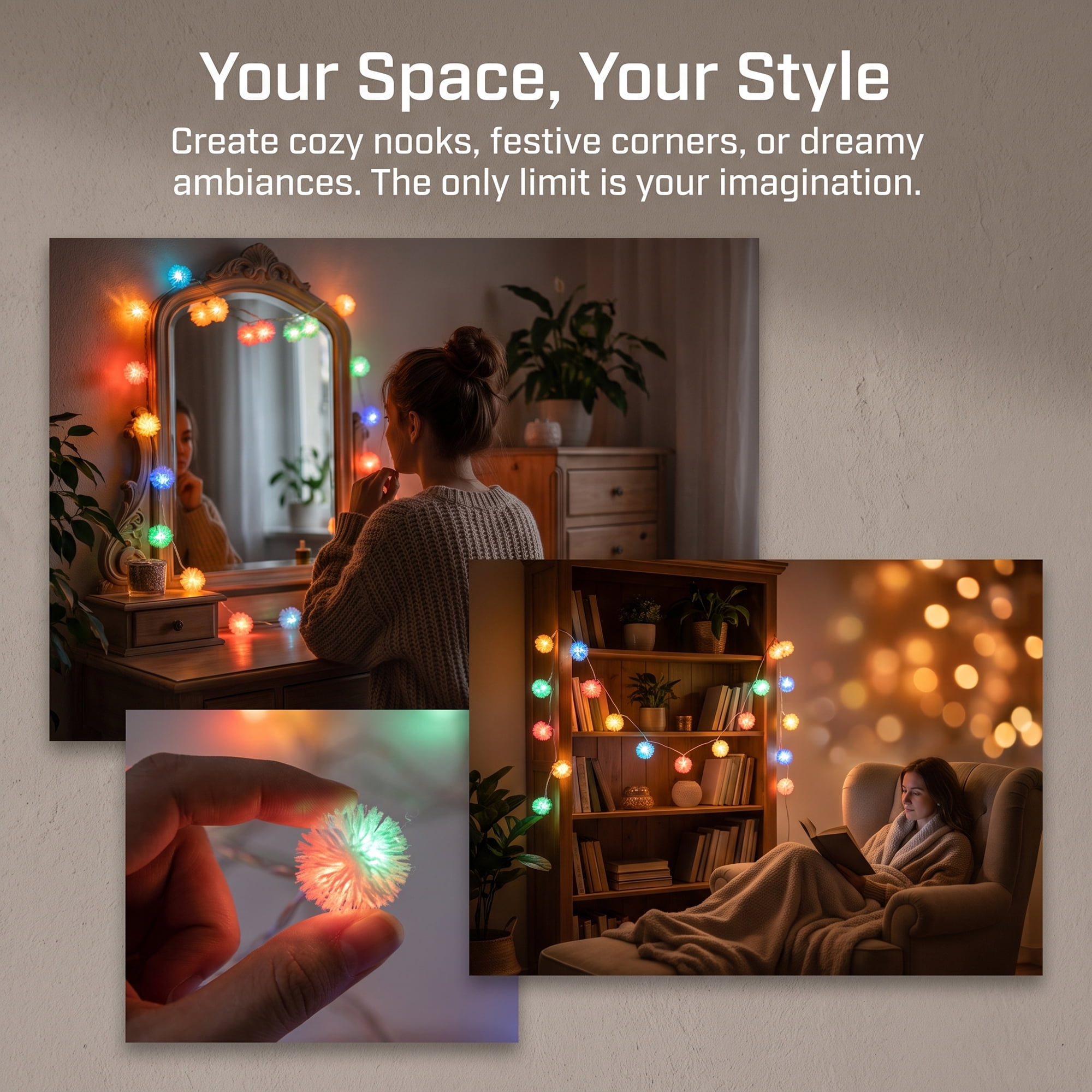 Unique Bargains Lights for Cozy Modern Fairy Lamps 9.8 ft Colorful Battery Operated