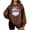 Coffee, variant on Womens Christmas Sweatshirts Santa Claus Print Plush Shirt Crew Neck Long Sleeve Pullover Loose Tops