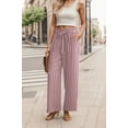 thumbnail image 2 of JWD Women's Wide Leg Pants with Pockets High Waist Adjustable Knot Loose Casual Trousers Business Work Casual Pants Gray Pink Stripe XL, 2 of 10