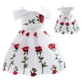 thumbnail image 1 of Flower Girls Floral Dress off-Shoulder Floral Princess Birthday Gown for 2-8T, 1 of 6