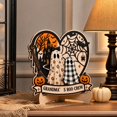 thumbnail image 4 of Halloween Plaid Ghost Wooden Signs with Stand Spooky Crew Tabletop Decor for Fall Holiday Party Farmhouse Style Home Ornament Gift, 4 of 5