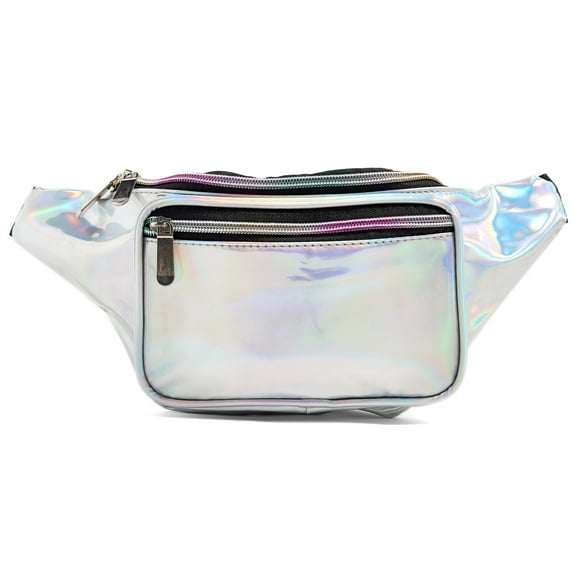 C.T.Soarsky Belt Bags Women Waist Bag Holographic Fanny Pack for Rave Festival Party-Silver