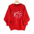 thumbnail image 2 of Fewfanhot Women's Clothing Valentine's Day Love Heart Print Long Sleeve Crewneck Casual Cute Red Sweatshirt, 2 of 6