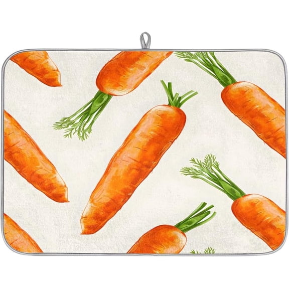 Absorbent Dish Drying Mat,Food Carrot Multi Prints 18*24inch Dish Drying Mat for Kitchen Counter Microfiber Absorbent Dish Draining Reusable Washable Extra