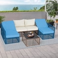 thumbnail image 3 of 7 Pieces Outdoor Patio Furniture Set, Wicker Outdoor Sectional Conversation Couch Set with Adjustable Backrest Sofa, Cushions & Coffee Table for Outside,Garden,Deck,Brown Wicker/Beige Cushions, 3 of 14