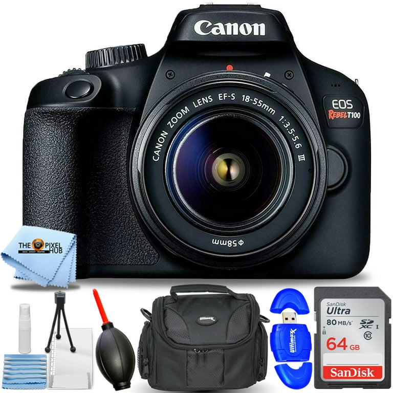 Canon EOS 4000D / Rebel T100 DSLR Camera 18MP with EF-S 18-55mm Zoom Lens +  SanDisk 32GB Memory Card + Tripod + ZeeTech Accessory Bundle