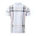 thumbnail image 3 of WREESH Men's Casual Button Turn Down Collar Top with Short Sleeve Striped Sports Shirt Men's Striped Printed Pullover Top White, 3 of 6