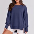 thumbnail image 3 of Sudadera Sudadera con cuello redondo para mujer, sudadera informal de manga larga, jerséis holgados, Tops Kuymtek Azul marino T XXL para Mujer, 3 of 6