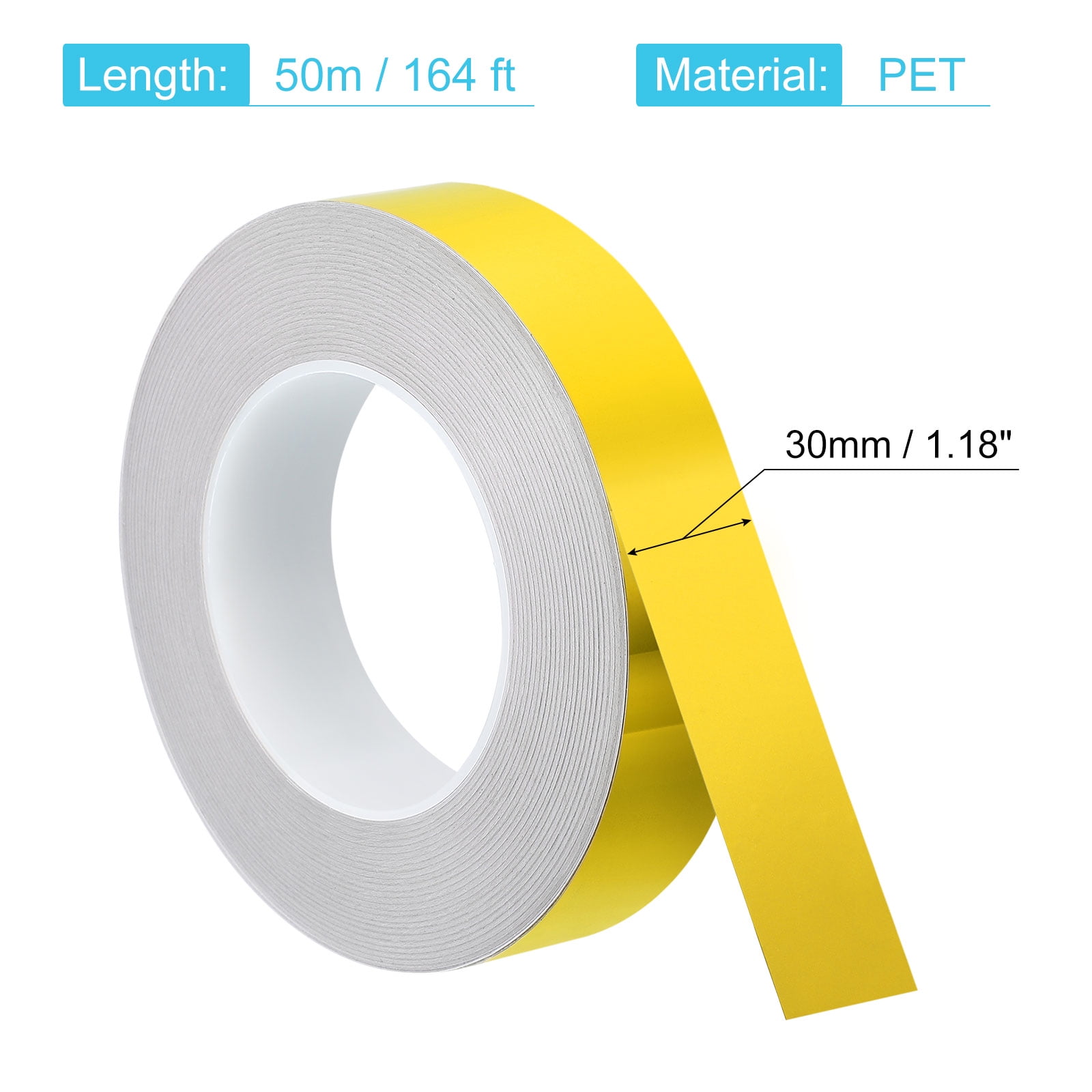 Uxcell Metallic Tape, 1.18 in x 164 ft Self Adhesive Metalized Polyester Film Tape Waterproof Shiny Washi Tape for Walls Graphic Arts Gifts Wrapping Crafts Decoration, Gloss Gold