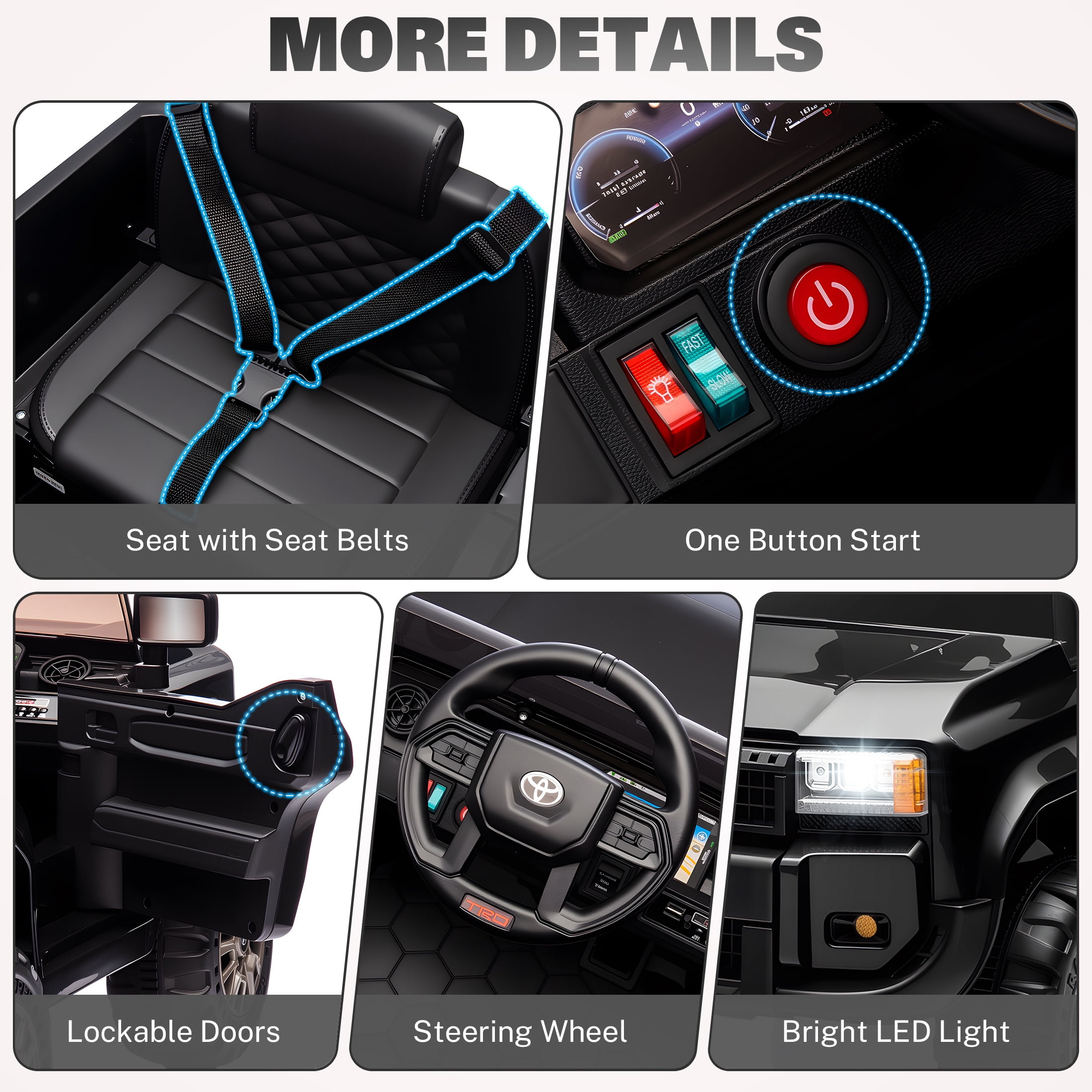 12V Ride on Cars with Remote Control, Licensed Toyota LC250 2024 Ride on Toys Vehicle with Bluetooth, Music, AUX/USB Port, Powered Kids Electric Car for Toddlers Boys Girls Ages 3-5 Gift, Black