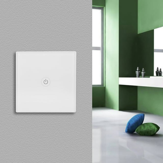 Interruptor Inteligente Táctil de Pared de 12 V y 1 Vía Interruptor de Pared de Luz Táctil Remoto Inalámbrico con Receptor para Hogares Oficinas Hoteles Hospitales
