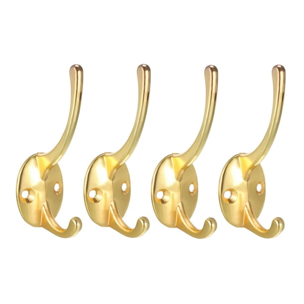 Dual Prong Coat Hooks Wall Mounted Retro Double Hooks Utility Gold Hook for Coat Towel Ke Hat