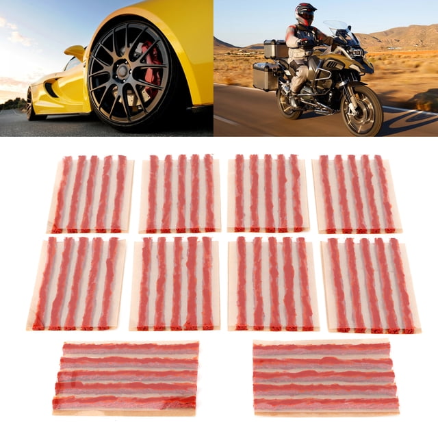 50pcs 100x6mm Tire Repair Plug Tubeless Tyre Rubber Sealing Strip Puncture Repairing Tool for Car Motorcycle