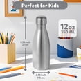 thumbnail image 3 of Neihepal 12oz Stainless Steel Insulated Water Bottle, BPA Free Cola Flask, Keeps Cold 24H Hot 12H (Silver,1), 3 of 7