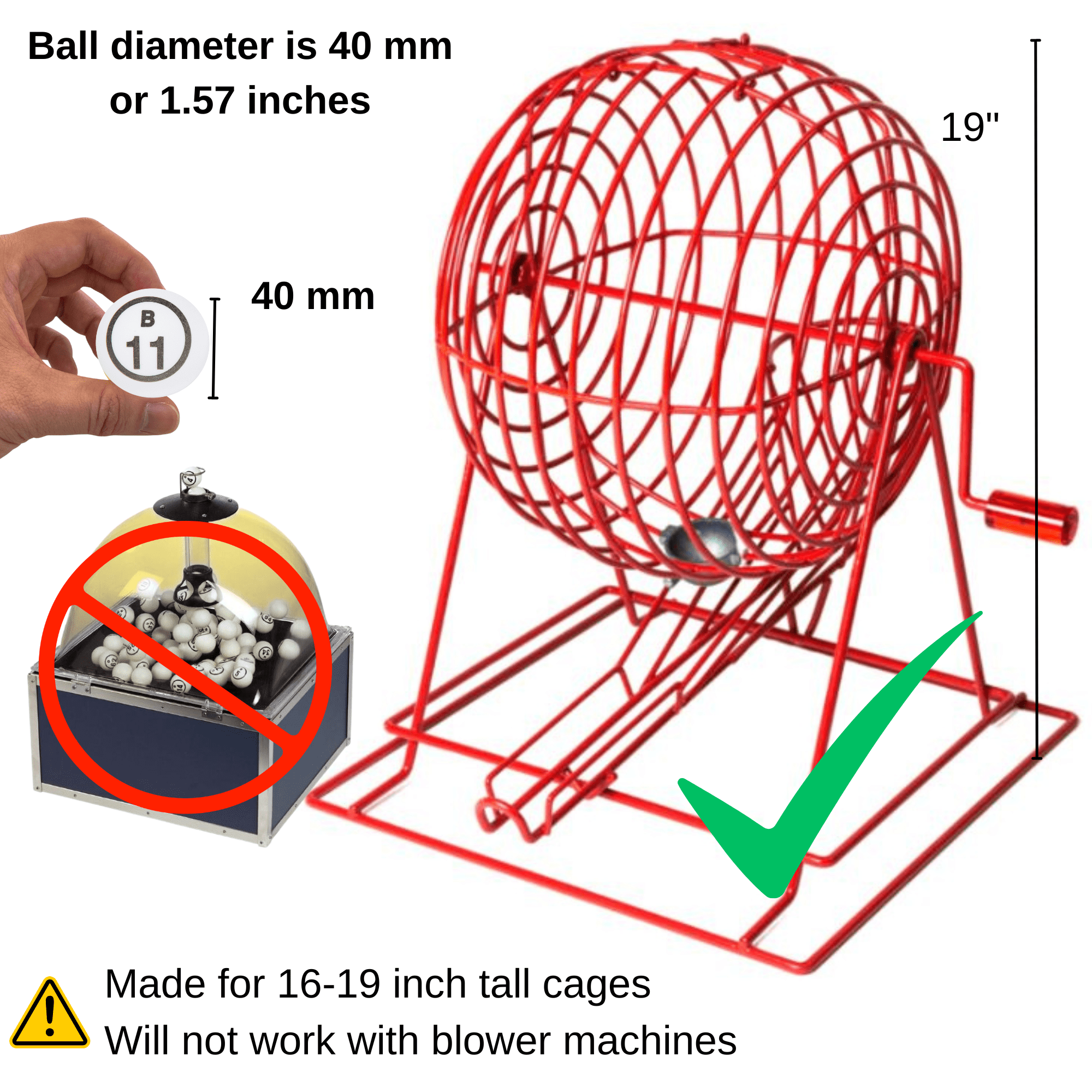 MR CHIPS Professional 1.57” (40 mm) Multi-Color Double Number Bingo Balls - Ping Pong Style Balls for Manual Bingo Cage Only