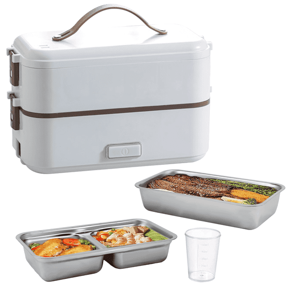Fibevon Electric Lunch Box, Heated Lunch Boxes for Adults Student Leakproof, Double Layer