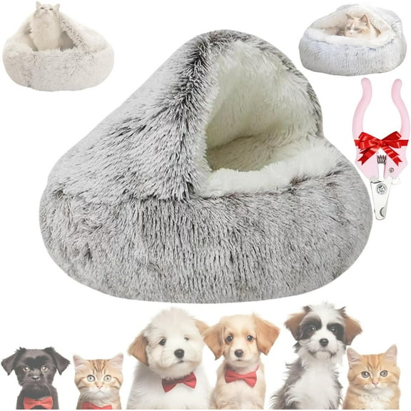 Olvys Cozy Cocoon Dog Bed - Plush Cave Pet Bed for Winter