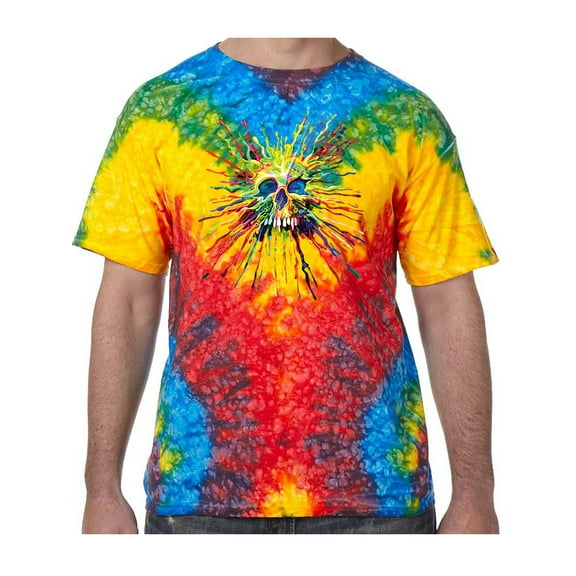 Splatter Skull Tie Dye Tee Shirt - Woodstock, Large Kids (10-12)