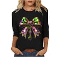 thumbnail image 2 of Xuyuer Carnival 2025 Womens 3/4 Sleeve Tops Mardi Gras and Costumes Fashion Round Neck Printed Blouse, 2 of 6