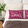 thumbnail image 4 of Bingfone Pink Butterfly Print Satin Pillowcase for Hair - Standard Size with Zipper Silky & Soft Pillow Covers,20x30 inches, 4 of 8