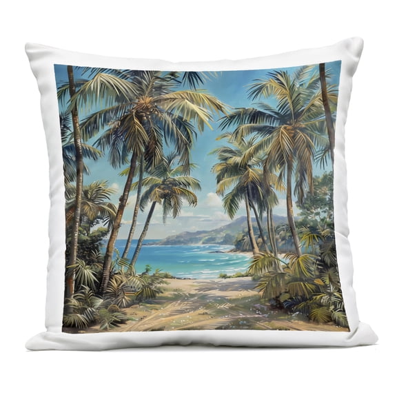 Stupell Industries Beach Pathway Palm Reflections Outdoor Printed Pillow design by Creative Studio, 18 x 7 x 18