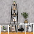 thumbnail image 3 of 49"H Antique Wood Corner Ladder Shelf, 4-Tier Corner Bookcase Storage Rack Plant Display Stand with Steel Frame for Home, Office and Bathroom, 3 of 6