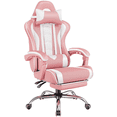thumbnail image 4 of Yaheetech Reclining Gaming Chair with Folding Footrest and Massage Lumbar Pillow, Pink/White, 4 of 12