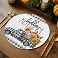 thumbnail image 5 of Fall Round Placemats Set of 4 Hello Autumn Pumpkin Place Mats Thanksgiving Woven Placemat Sunflower Black Plaid Truck Circle Braided Table Mat for Kitchen Dining Table Party Home Decor 15 Inch, 5 of 9