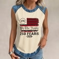 thumbnail image 5 of KDDYLITQ Womens 250th Anniversary Independence Day Tshirt Liberty Usa Flag Sleeveless Blouses 4th July Usa Star Stripes Summer Tops Red White and Blue Loose Crew Neck Tees Beige 3XL, 5 of 7