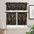 thumbnail image 5 of Barn Door Valance Curtain Vintage Farmhouse Rustic Wooden Moldy Old Wooden Door Rod Pocket Valance Window Treatments Short Curtains for Kitchen Living Room Decor 54x18 Inch + 27x24 Inch X 2, 5 of 5