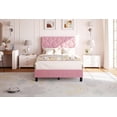 thumbnail image 3 of Tamaño individual forrado marco de cama: heavy-duty platform con forrado cabecero, strong wood slats, no box spring, noise free, fácil montaje - rosa, 3 of 6