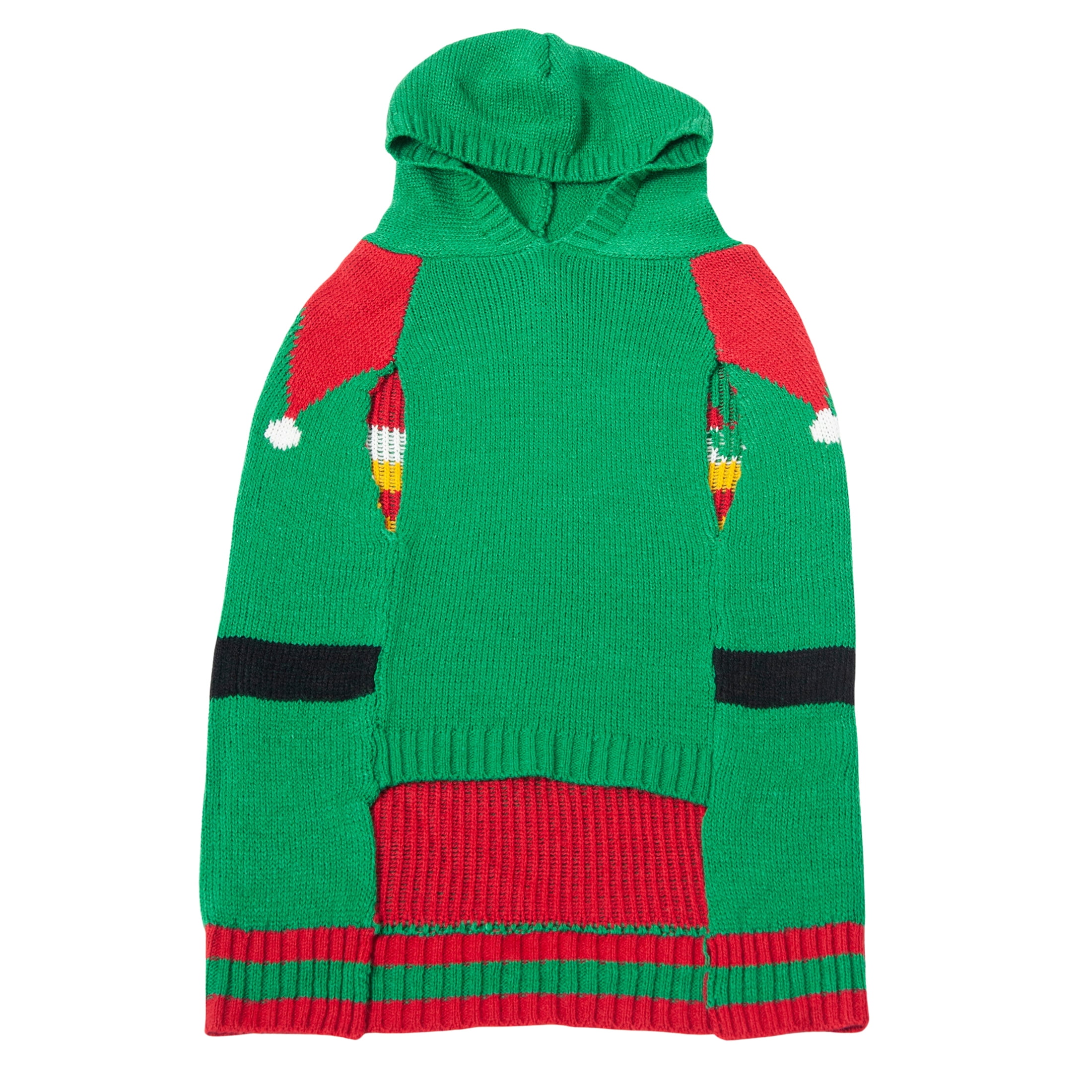 Vibrant Life Holiday Dog Clothes Green Elf with Hood Sweater, Extra Large