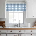 thumbnail image 3 of Blue White Plaid Valance Curtains for Kitchen/Living Room/Bathroom/Bedroom Window, Rod Pocket Small Topper Half Short Window Curtains Voile Sheer Scarf, Gradient Geometric Buffalo Checkered 42"x12", 3 of 8