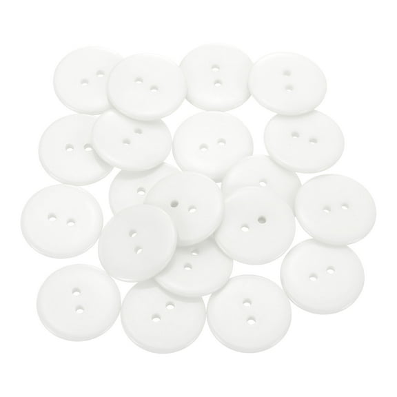 20pcs Resin Sewing Button, 25mm (1-inch) 2 Holes Round Craft Buttons, White