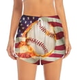 thumbnail image 2 of Salouo Baseball Ball With Flag Print Women's 2 in 1 Running Shorts Double-Layer Shorts Athletic Workout Gym Yoga Shorts Running Shorts for Women-Medium, 2 of 7