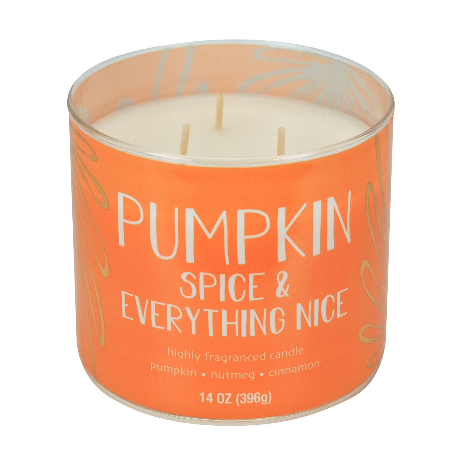 Mainstays Life is Too Short to Be Vanilla & Pumpkin Spice and Everything Nice Scented 3-Wick Candles, 14 oz., 2-Pack